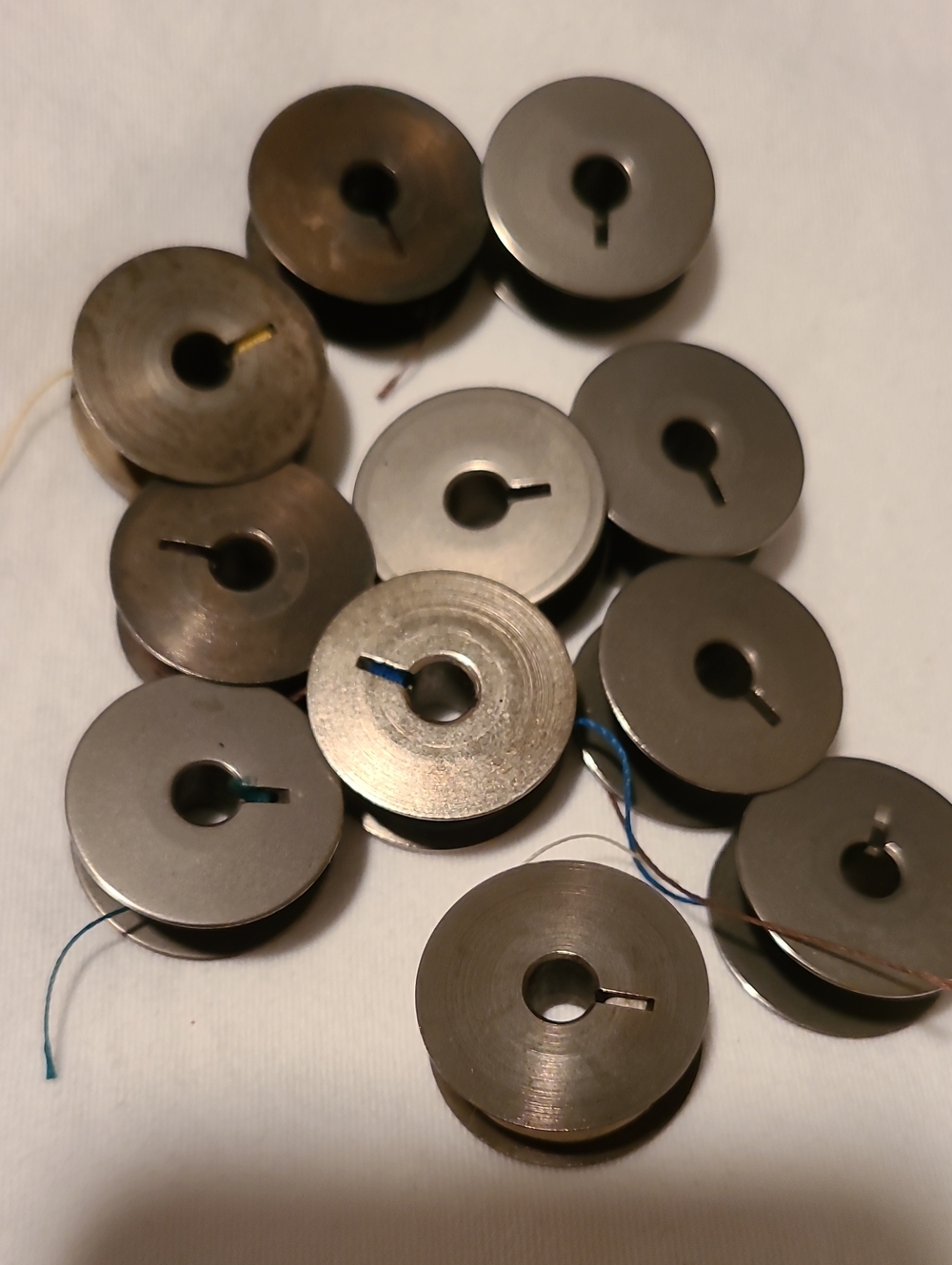 11 Metal Sewing Bobbins, Vintage Machine Crafts Decoration